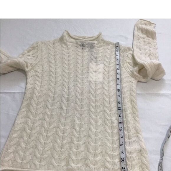 Theory White Ivory Cashmere Cable Mock Neck Sweater New With Tag Size P (S) - Picture 5 of 7